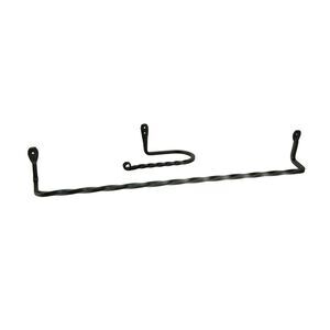Hand Forged Wrought Iron Wall Mounted Towel Bar and Toilet Paper Holder Set